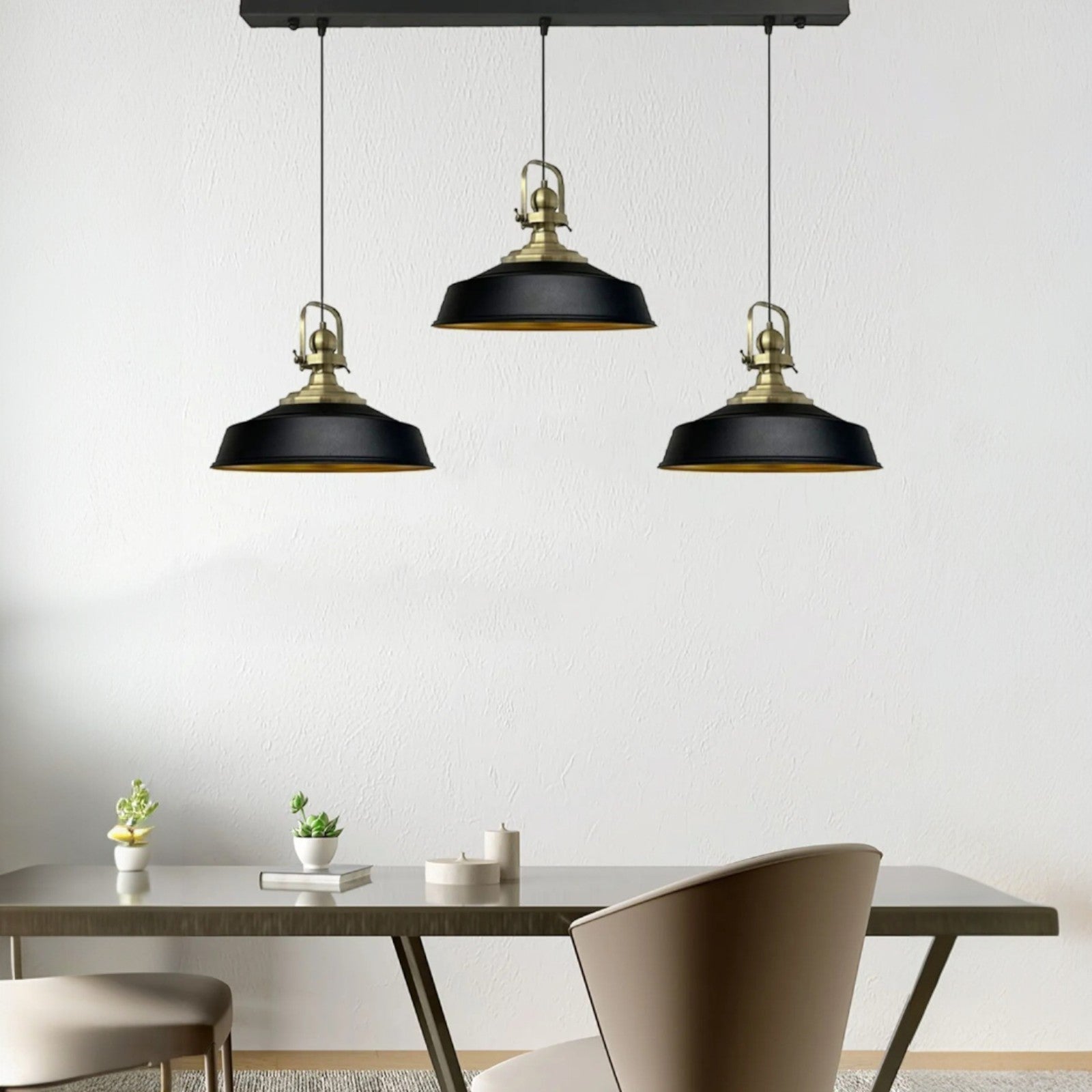 Pendelleuchte Trio Metall Ø35cm, Retro Hängelampe